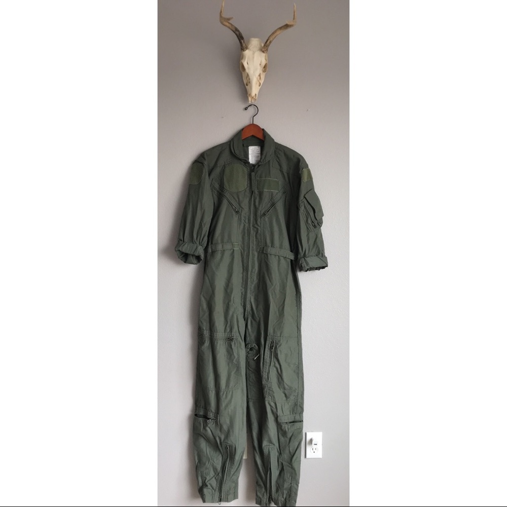 Vintage Military Flight Suit Coveralls Sage Green